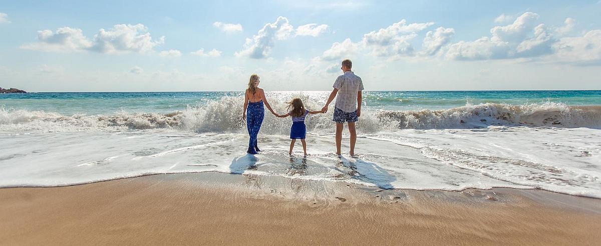 family on beach